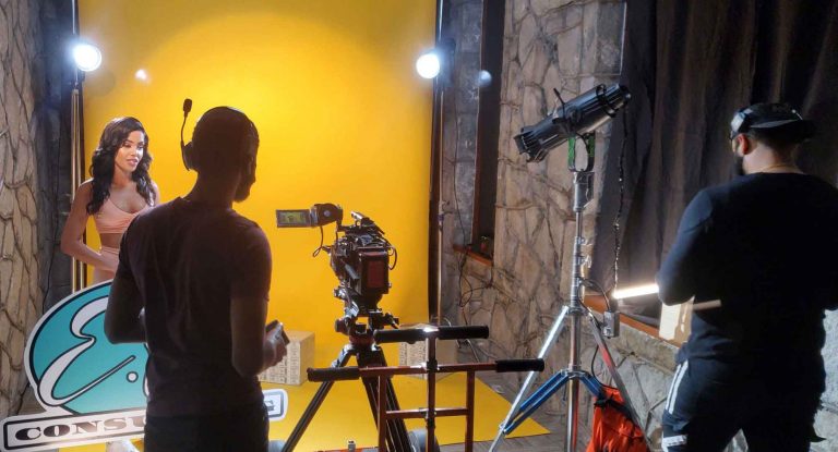 Music video production bts footage doing Grip and Electri work on Erica Banks Toot That Music Video. Beyond A Vision Multimedia’s